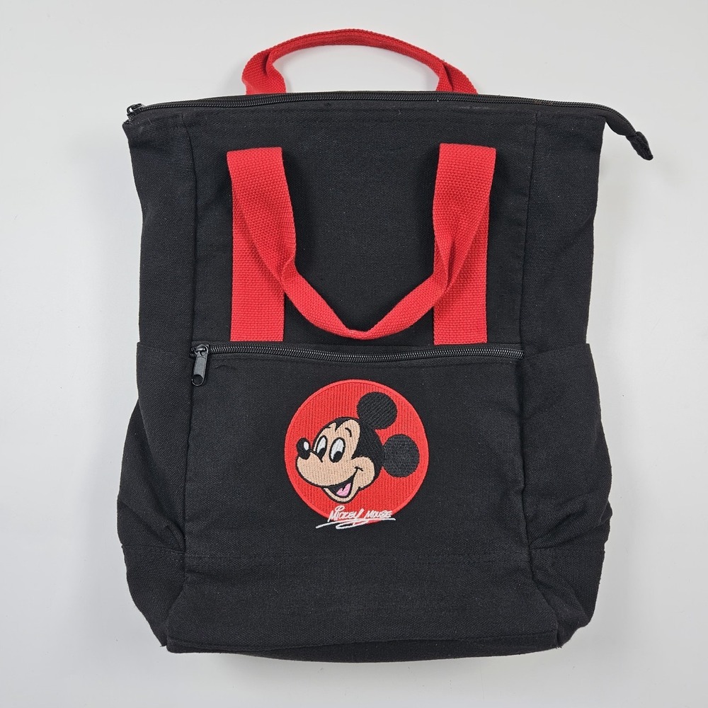 Disney Mickey Mouse Backpack‎ Black Red Logo Drawstring School